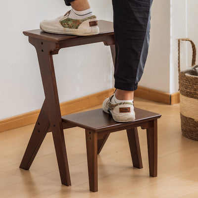 Traditional Vintage Bamboo Folding Step Stool 2/3-Step For Living Room
