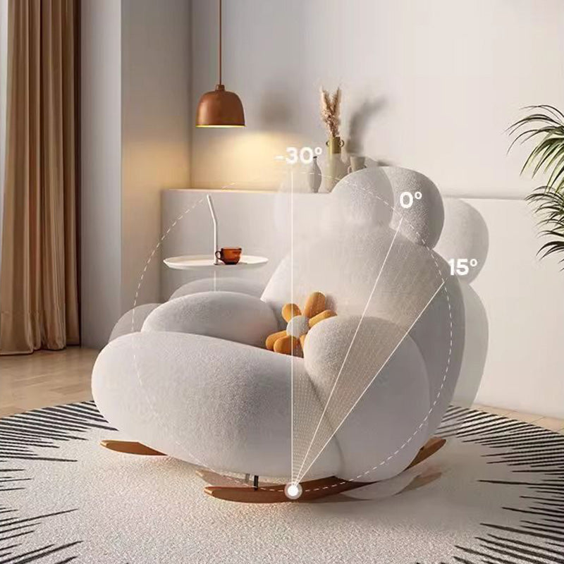 Chaise d’appoint moderne minimaliste ovale en bois massif et acier carbone avec dossier et accoudoirs en laine d’agneau pour salon 