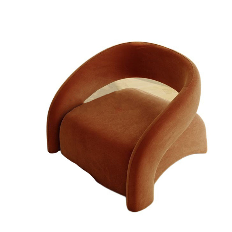 Modern Luxury Curved Square Leather Sherpa Fabric Wood Accent Chair Backrest Arm For Living Room