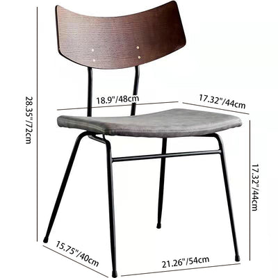 Chaise de salle à manger industrielle contemporaine en cuir PU carré incurvé avec dossier sans accoudoirs pour salle à manger 