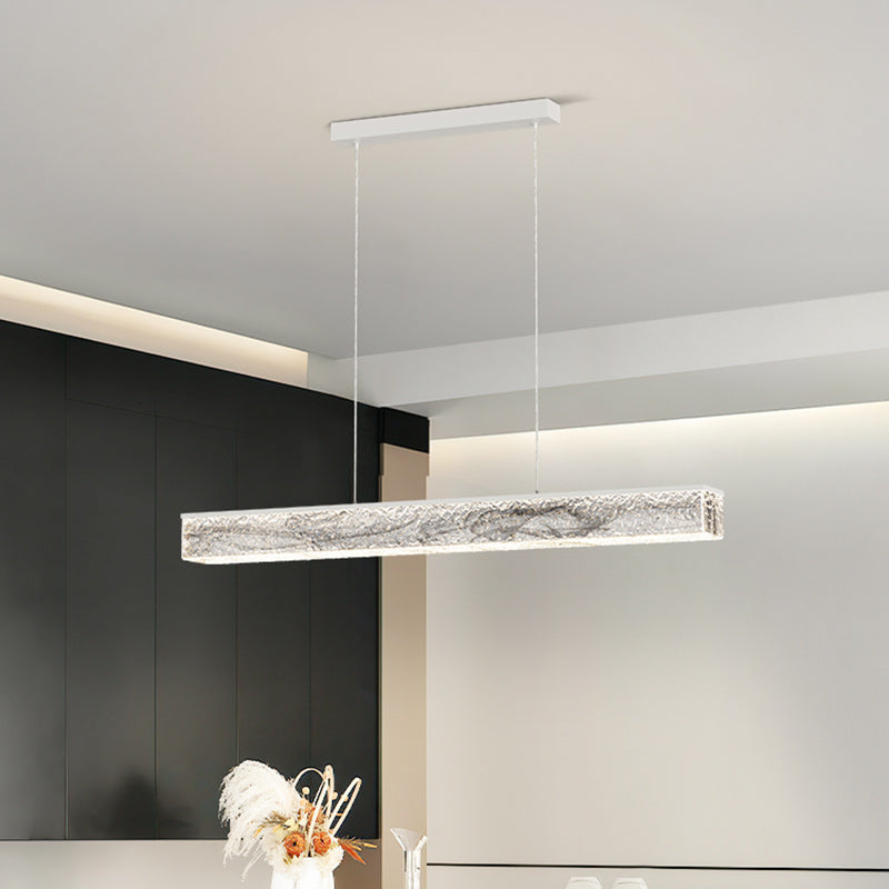 Modern Minimalist Rectangular Copper Resin LED Island Light Chandelier For Dining Room