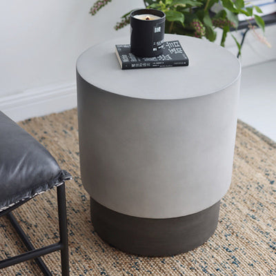 Table d'appoint cylindrique en oxyde de magnésium industriel contemporain pour salon 