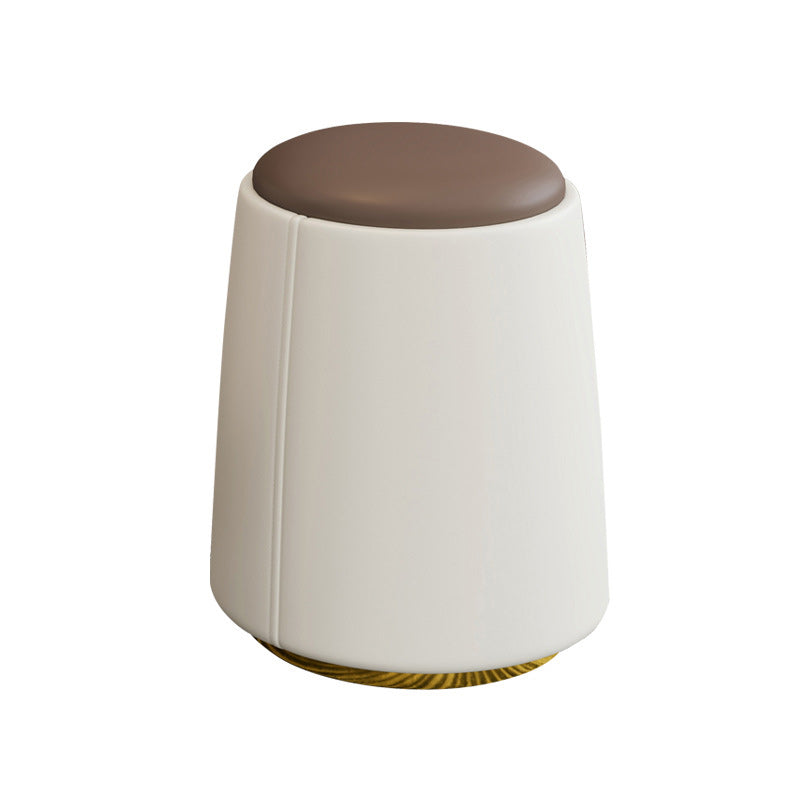 Taburete de tocador sin respaldo ni brazos, cilindro minimalista moderno, cuero Napa, madera maciza, hierro, para dormitorio 
