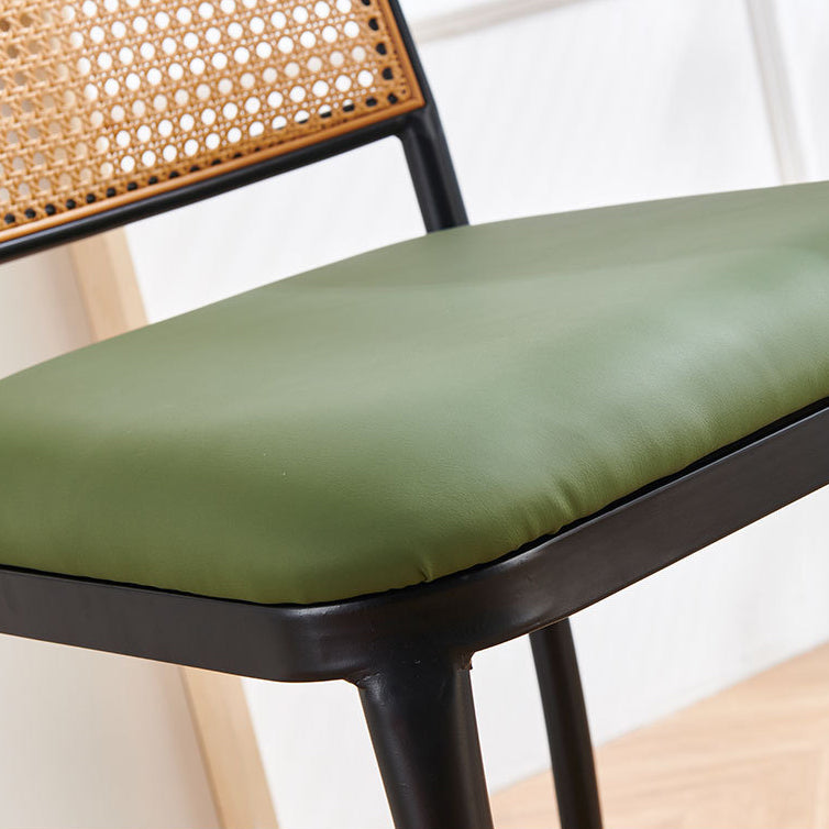 Modern Minimalist PE Nappa Leather Iron Rectangular Bar Stool Backrest Armless For Dining Room