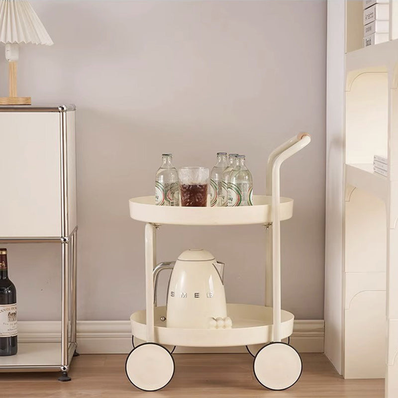 Moderner minimalistischer runder Acryl-Edelstahl-Beistelltisch mit 2 Ebenen für das Wohnzimmer 
