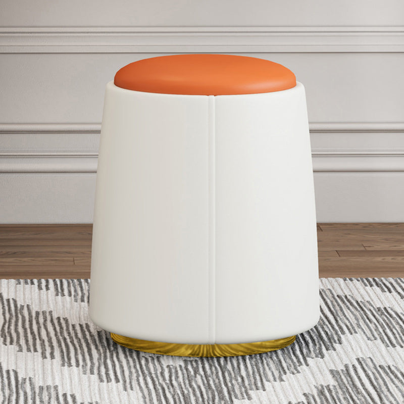 Taburete de tocador sin respaldo ni brazos, cilindro minimalista moderno, cuero Napa, madera maciza, hierro, para dormitorio 