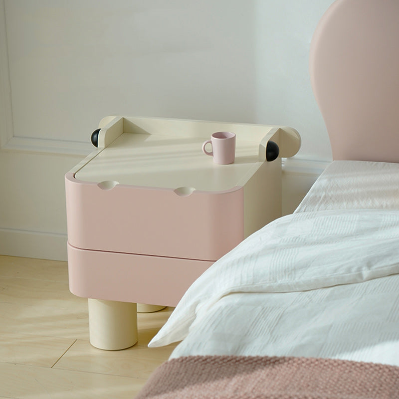 Table de nuit en bois pour enfants nordiques contemporains carrés cubiques Hippo à 2 tiroirs pour chevet 