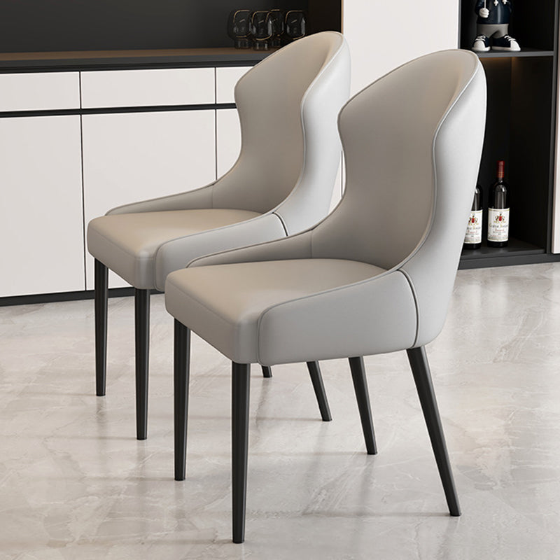 Modern Minimalist Curved Rectangular Cat Claw Leather Solid Wood Carbon Steel Dining Chair Backrest Armless For Dining Room