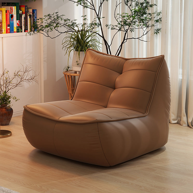 Modern Minimalist Rectangular Cat-Claw Leather Accent Chair Backrest Armless For Living Room