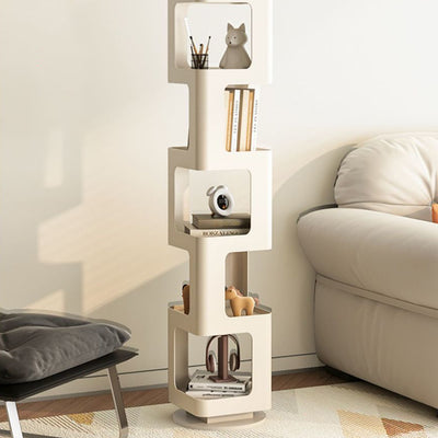 Contemporary Creative Square Iron Rotatable Bookshelf 4/5/6-Tier For Living Room
