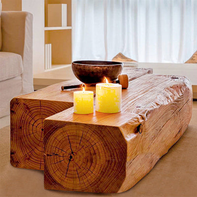 Traditional Japanese Rectangular Long Solid Wood End Table 1-Tier For Living Room