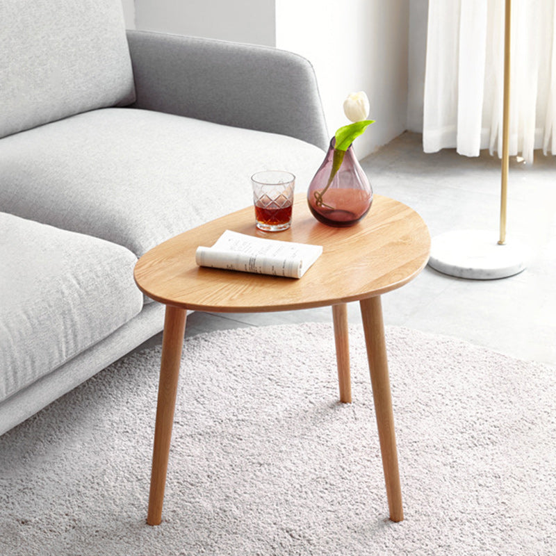 Contemporary Japanese Oval Wood Side Table 1-Tier For Living Room