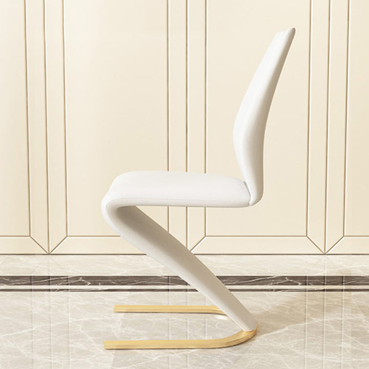 Moderner minimalistischer U-förmiger Rahmen Rechteck PU-Leder Titan Gold Silberbeschichteter Esszimmerstuhl Rückenlehne ohne Armlehnen für Esszimmer 