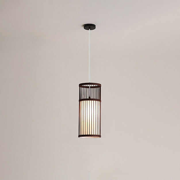 Linterna colgante de bambú tejido Zen japonés de 1 luz 