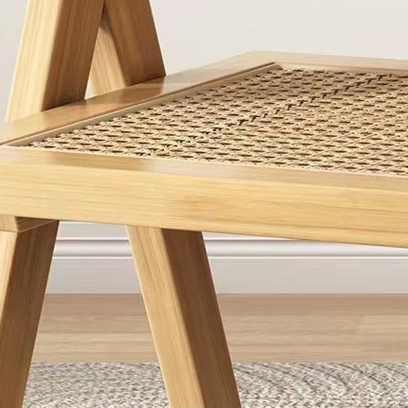 Traditional Rustic Rectangular Triangular Rattan Solid Wood Dining Chair Backrest Armrest For Dining Room