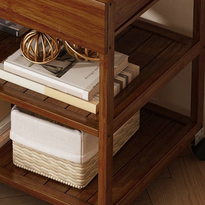 Mesa Auxiliar Nórdica Contemporánea de Vidrio Rectangular de Bambú de 3 Niveles para Sala de Estar 