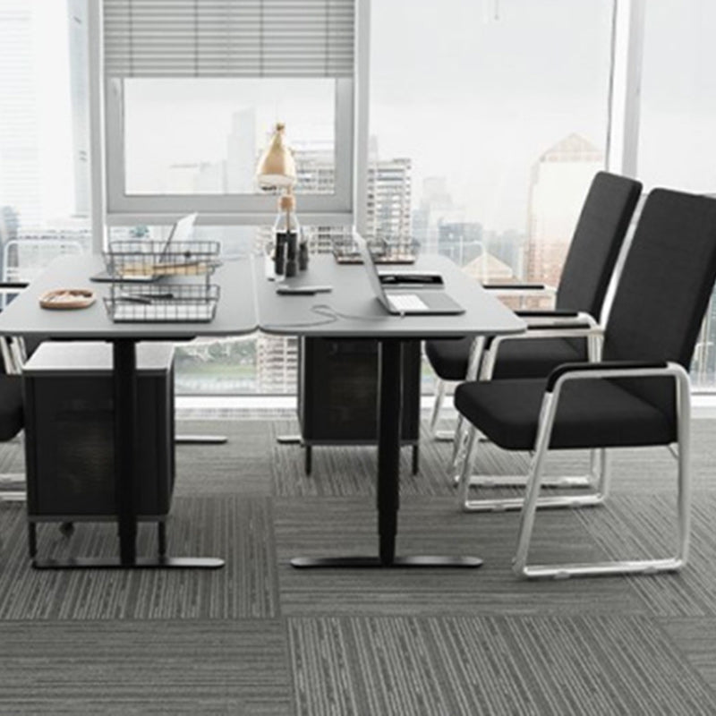 Modern Simplicity Mesh Fabric Cotton-linen Faux Leather Steel Square Desk Chair Backrest Armrest For Home Office