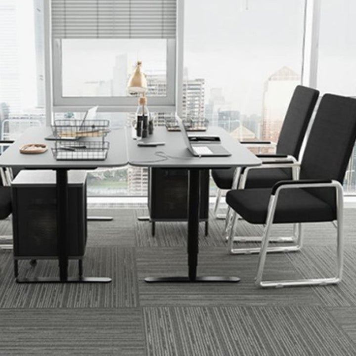 Modern Simplicity Mesh Fabric Cotton-linen Faux Leather Steel Square Desk Chair Backrest Armrest For Home Office