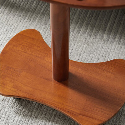 Table basse ovale minimaliste moderne en bois massif et plastique à 4 roues pour salon 