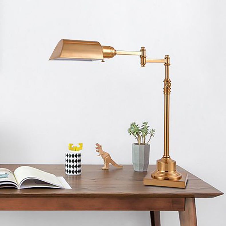 Lámpara de mesa contemporánea retro rectangular cilíndrica de hierro con una luz para dormitorio 