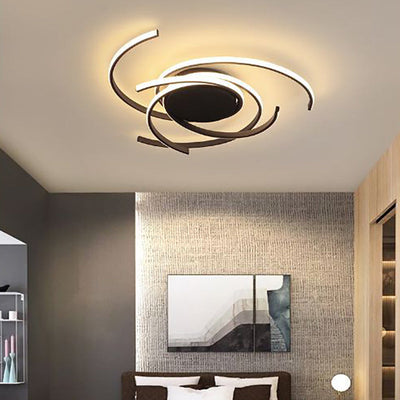 Plafonnier LED à montage affleurant en bande en spirale en aluminium minimaliste moderne pour chambre 
