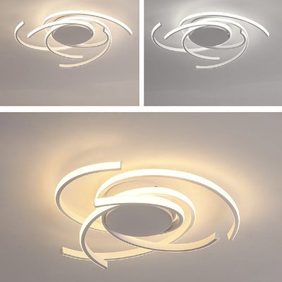 Plafonnier LED à montage affleurant en bande en spirale en aluminium minimaliste moderne pour chambre 