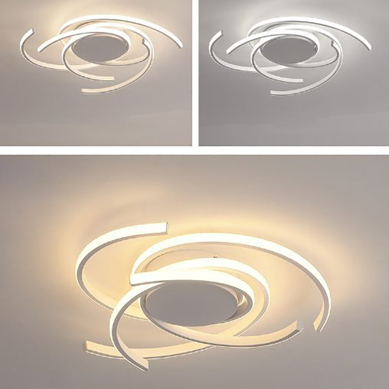 Plafonnier LED à montage affleurant en bande en spirale en aluminium minimaliste moderne pour chambre 