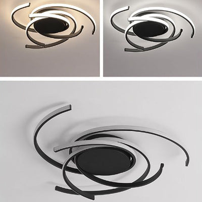 Plafonnier LED à montage affleurant en bande en spirale en aluminium minimaliste moderne pour chambre 
