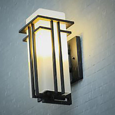 Applique murale moderne minimaliste rectangulaire en alliage étanche avec verre à 1 lumière pour patio extérieur 