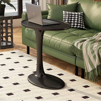Modern Minimalist Oval Solid Wood Side Table 1-Tier For Living Room