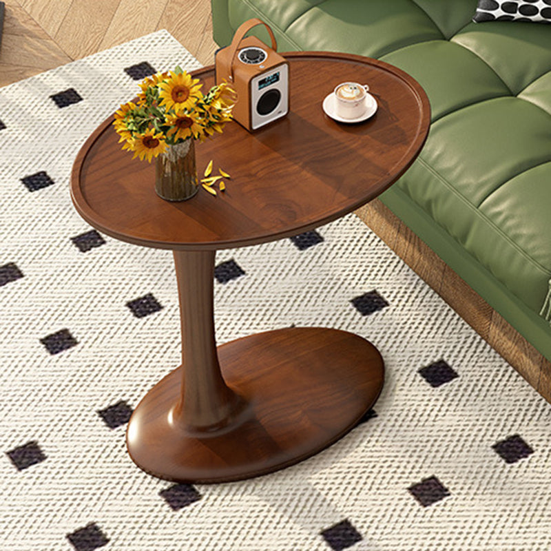 Modern Minimalist Oval Solid Wood Side Table 1-Tier For Living Room