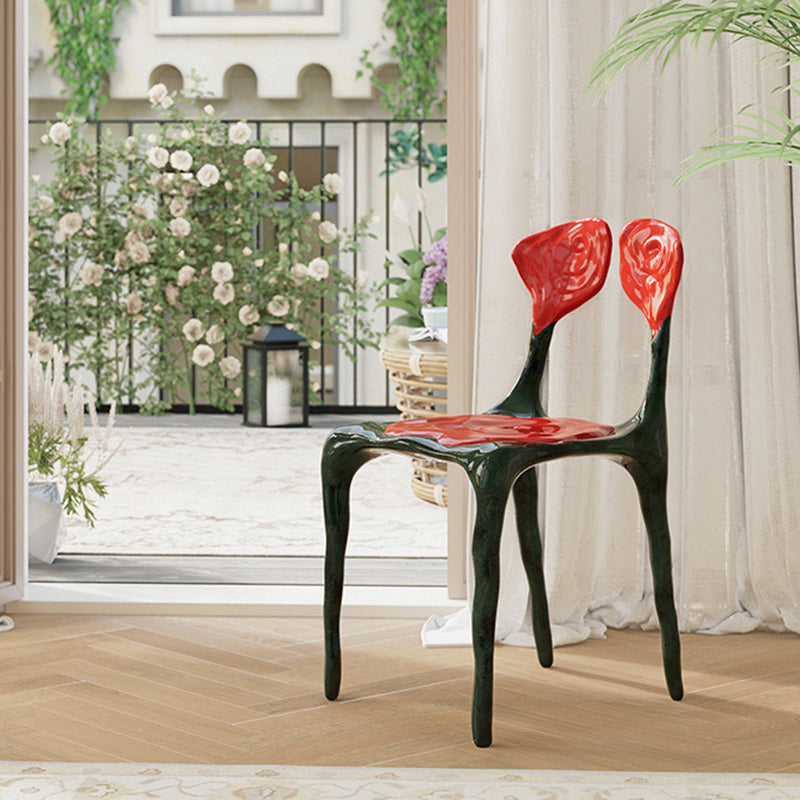 Moderner Art Deco Rose Square FRP Composite Esszimmerstuhl Rückenlehne ohne Armlehnen für Esszimmer 