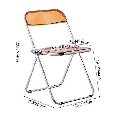 Modern Minimalist Rectangular Foldable PVC Iron Dining Chair Backrest Armless For Dining Room
