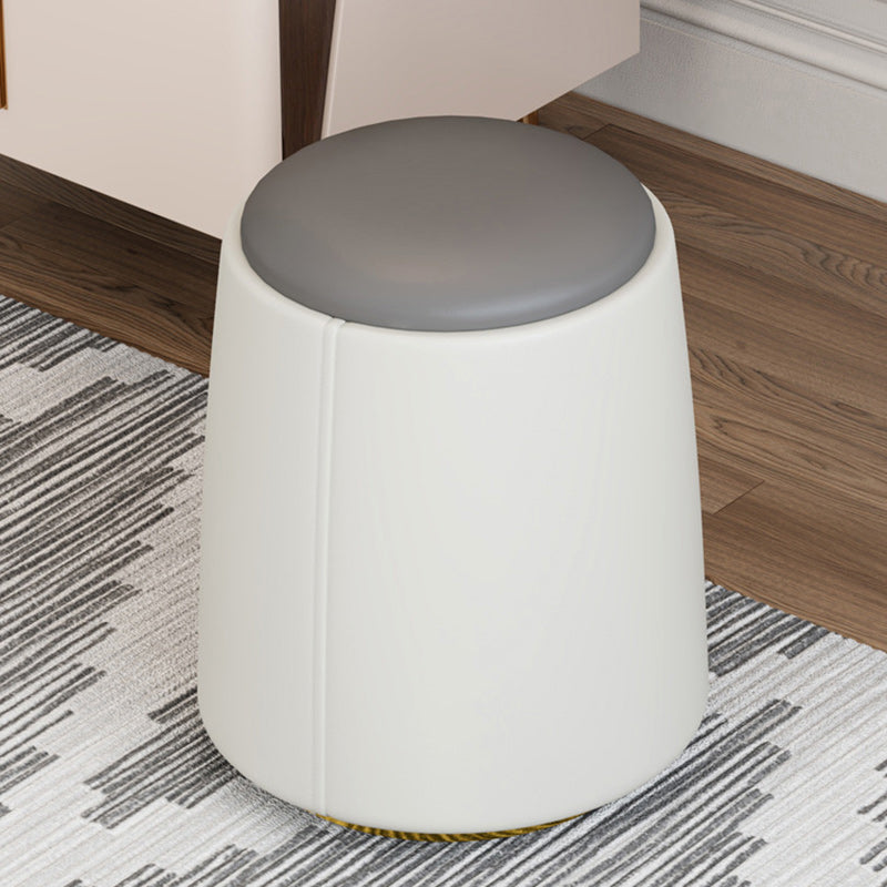 Taburete de tocador sin respaldo ni brazos, cilindro minimalista moderno, cuero Napa, madera maciza, hierro, para dormitorio 