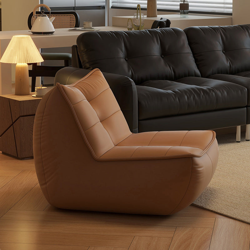 Modern Minimalist Rectangular Cat-Claw Leather Accent Chair Backrest Armless For Living Room