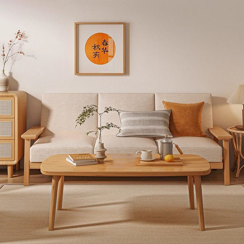 Modern Minimalist Rectangular Medium Density Fiberboard Solid Wood Coffee Table 1-Tier For Living Room