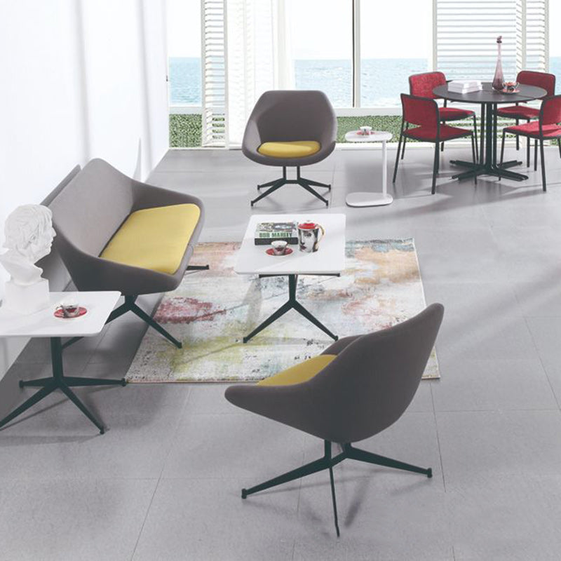 Moderno Minimalista Hierro Tela Esponja Silla de Arco Cuadrado Silla de Salón Respaldo para Sala de Estar 