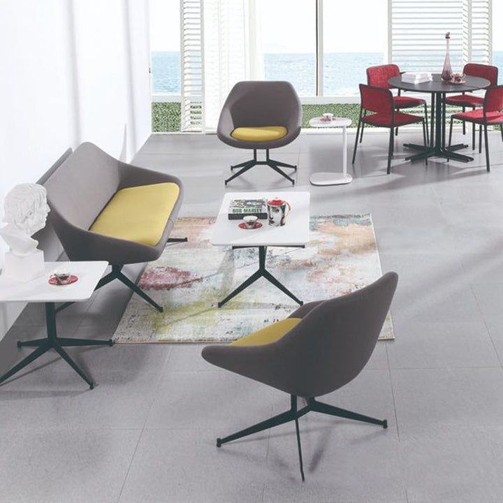 Moderno Minimalista Hierro Tela Esponja Silla de Arco Cuadrado Silla de Salón Respaldo para Sala de Estar 