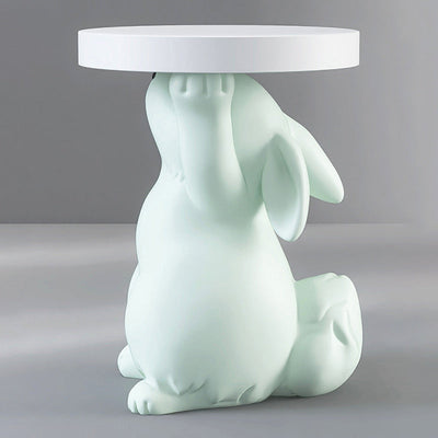 Table d'appoint moderne Art Déco ronde avec lapin, éléphant et ours en résine de fibre de verre 1 plateau pour salon 