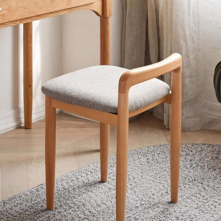 Tabouret de coiffeuse carré en lin et coton traditionnel japonais, sans dossier ni accoudoirs, pour chambre 