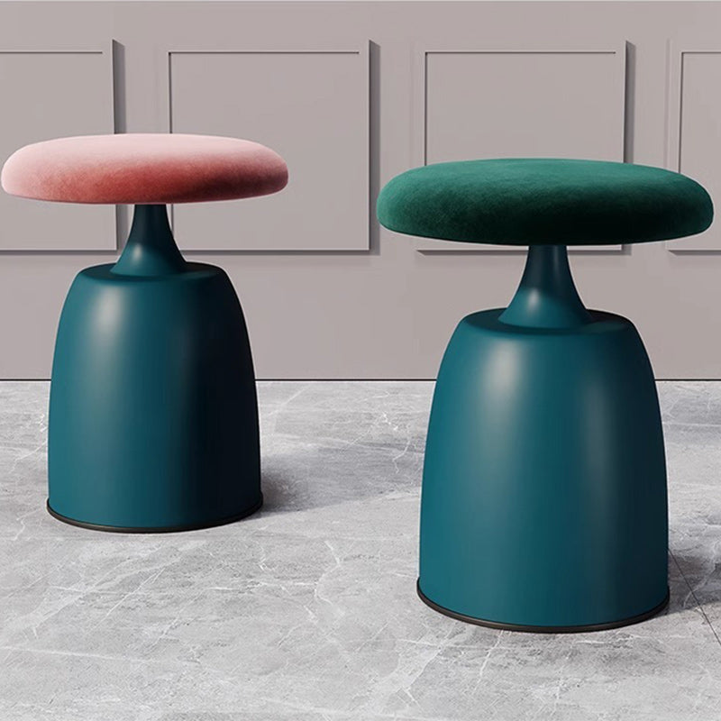Tabouret de coiffeuse moderne minimaliste rond en tissu et métal pour chambre 