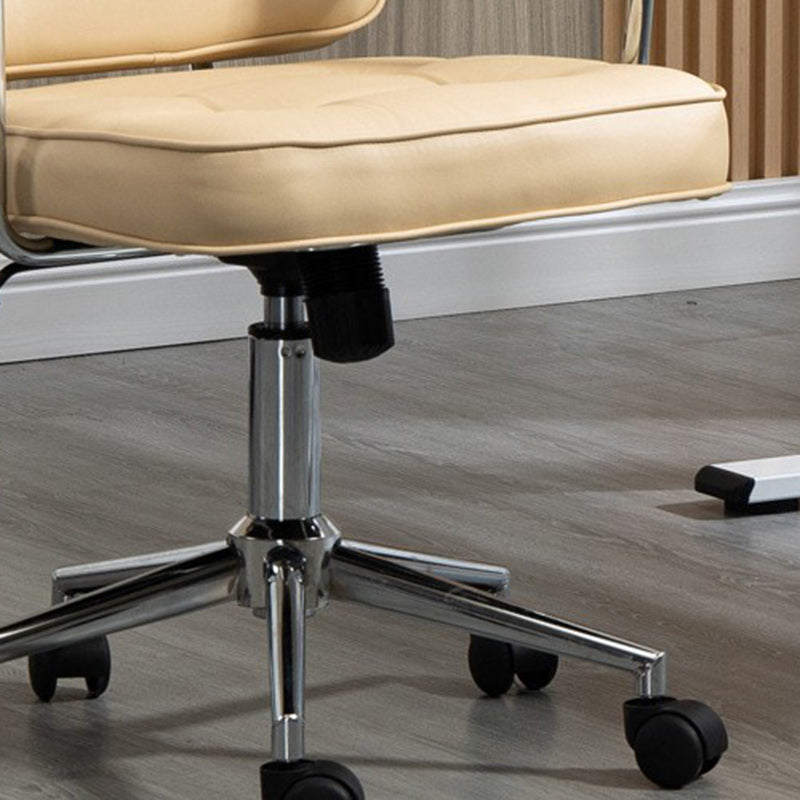 Zeitgenössischer nordischer quadratischer Leder-Metall-Schreibtischstuhl mit Rückenlehne und Armlehne für das Home Office 
