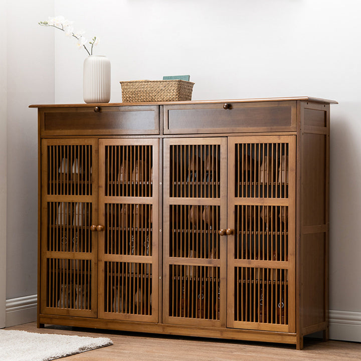 Traditional Rustic Rectangular Bamboo Medium Density Fiberboard Shoe Storage 2-Cabinet For Entryways