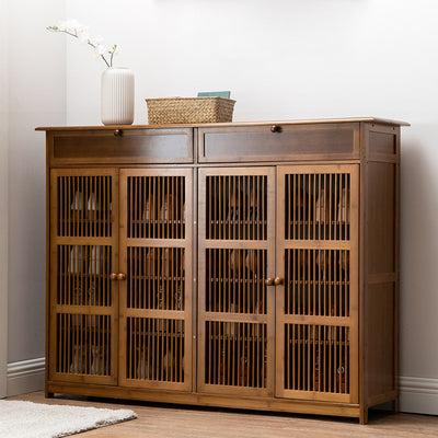 Traditional Rustic Rectangular Bamboo Medium Density Fiberboard Shoe Storage 2-Cabinet For Entryways