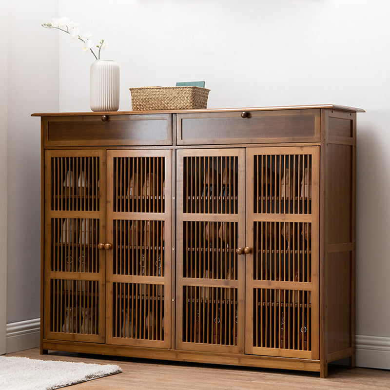 Traditional Rustic Rectangular Bamboo Medium Density Fiberboard Shoe Storage 2-Cabinet For Entryways