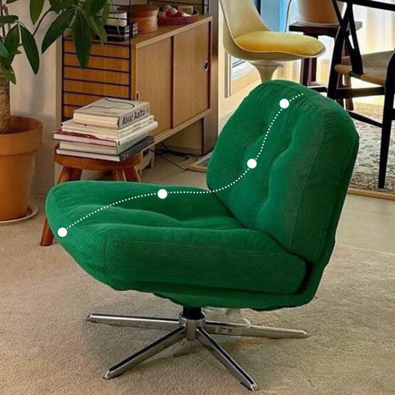 Modern Minimalist Rectangular Corduroy Steel Accent Chair Backrest Armless For Living Room