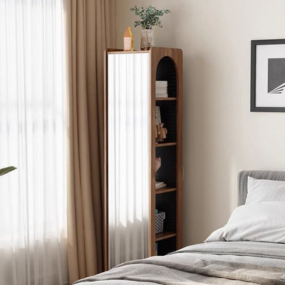 Traditional Vintage Rectangular Pine Wood Solid Wood Carbon Steel Rotatable Multifunctional Bookshelf 5-Tier For Living Room