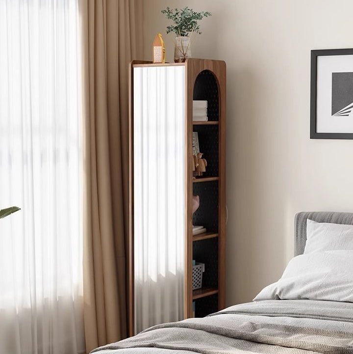 Traditional Vintage Rectangular Pine Wood Solid Wood Carbon Steel Rotatable Multifunctional Bookshelf 5-Tier For Living Room