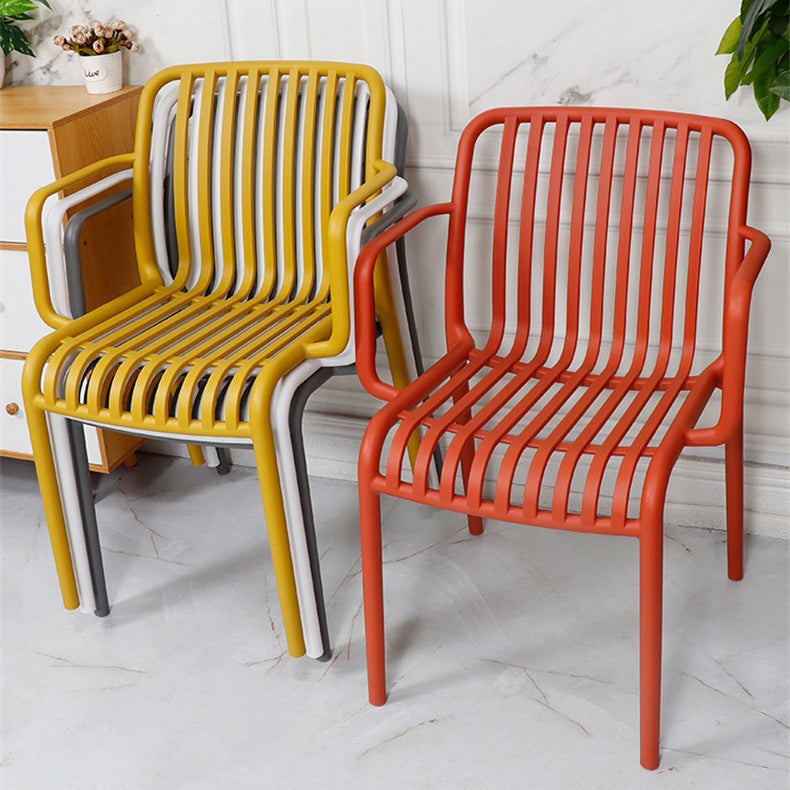 Modern Minimalist Rectangular PP Dining Chair Armrest Backrest For Dining Room