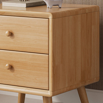 Table de chevet moderne minimaliste en bois massif de caoutchouc avec 1/2 tiroir pour chambre 